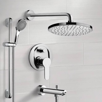 Tub and Shower Faucet Tub and Shower Faucet Set with Handheld and Rain Shower Head Remer TSR53